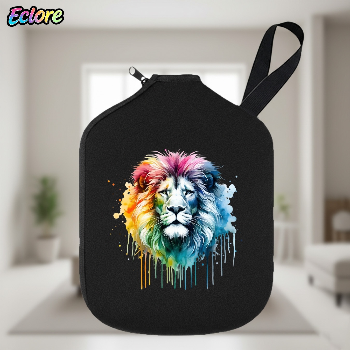Table Tennis Games - Colorful Watercolor Lion Head Pickleball Paddle